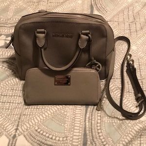 Michael Kors bag and wrap wallet in grey